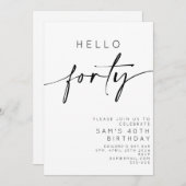 ハロー フォーティ 40歳の誕生日 招待状 (正面/裏面)