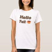 ハロー・フォール - コージー・コーヒー・オータム・デザイン Tシャツ (正面)