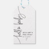 ハロー ベイビー エレガント カリグラフィー ベイビー シャワー ギフトタグ (正面)