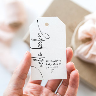 ハロー ベイビー エレガント カリグラフィー ベイビー シャワー ギフトタグ