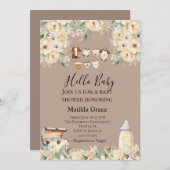 ハロー ベイビー ニュートラル オール ベージュ 招待状 (正面/裏面)