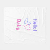 ハロー ベイビー ピンク パープル ハート ネーム ウォーターカラー ボーホー フリースブランケット (正面(横))