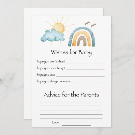 ハロー・ベイビー　出産祝いの願いカード 招待状 (正面/裏面)