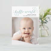 ハロー・ワールド |ブルードットベビーフォト誕生 案内状 (スタンド正面)