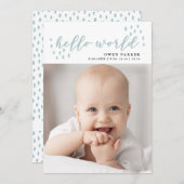 ハロー・ワールド |ブルードットベビーフォト誕生 案内状 (正面/裏面)