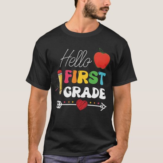ハロー 小学一年生 ハート アップル Tシャツ (正面)