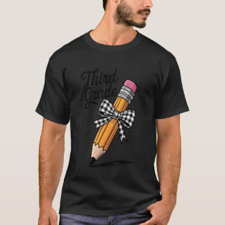 ハロー 3年生 鉛筆 リボン 先生 生徒 背面 Tシャツ
