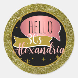 ハロー 30 歳の誕生日おめでとう - きらきら輝く特別な 30 歳のバースデー ラウンドシール