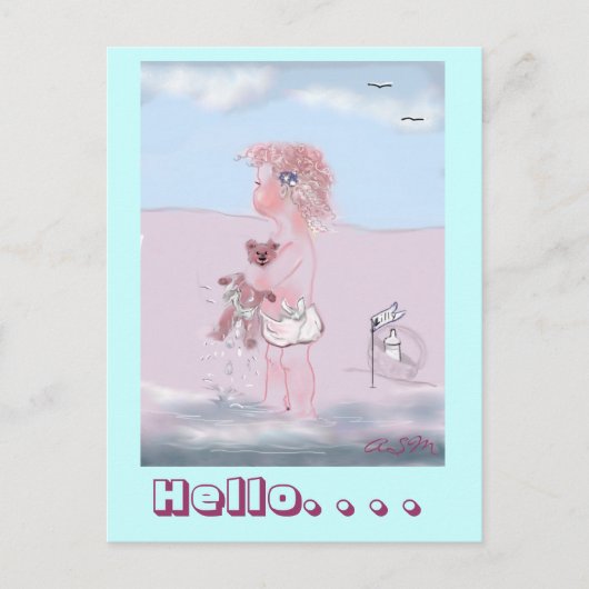 ハロー – kleine Sustse + Teddy postkarte ポストカード (正面)