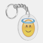 ハローEmojiの微笑の顔 キーホルダー (正面左)