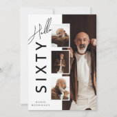ハローSIXTY モダンフォトコラージュ 60歳の誕生日 招待状 (正面)