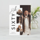 ハローSIXTY モダンフォトコラージュ 60歳の誕生日 招待状 (スタンド正面)