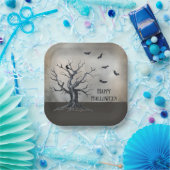 ハロ不気味ウィーンツリーとレイヴンとこうもり ペーパープレート (パーティー)