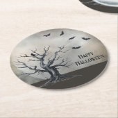 ハロ不気味ウィーンツリーとレイヴンとこうもり ラウンドペーパーコースター (アングル)
