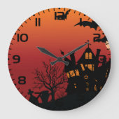 ハロ不気味幽霊のよく出るウィーンナイト ラージ壁時計 (正面)