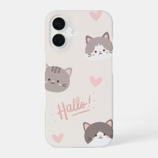 ハロ子猫ミニマリスト – 電話ケース iPhone 16ケース