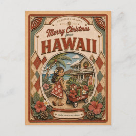 ハワイからのメリークリスマス ビンテージスノーグローブ シーズンポストカード