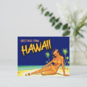ハワイからの挨拶ヴィンテージスタイル葉書 ポストカード (スタンド正面)