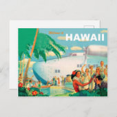 ハワイからの暖かい歓迎、ヴィンテージ航空会社の旅行 ポストカード (正面/裏面)