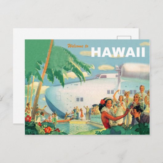 ハワイからの暖かい歓迎、ヴィンテージ航空会社の旅行 ポストカード (正面/裏面)