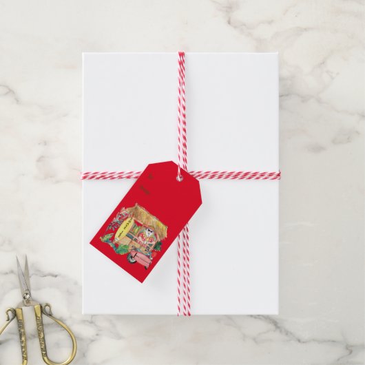 ハワイからアイスサンタクロースを剃る ギフトタグ (より糸付き)