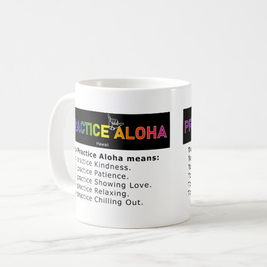 ハワイがアロハシャカつるコーヒーを練習 コーヒーマグカップ (正面左)