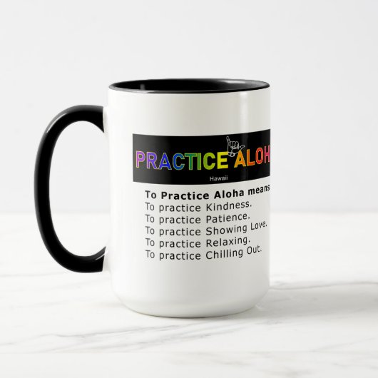 ハワイがアロハシャカつるコーヒーを練習 マグカップ (左)