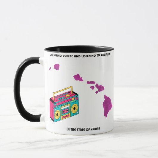 ハワイでのコーヒーと80年代の音楽 マグカップ (左)