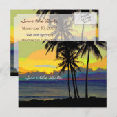ハワイでの結婚式　保存日付 案内ポストカード (正面/裏面)