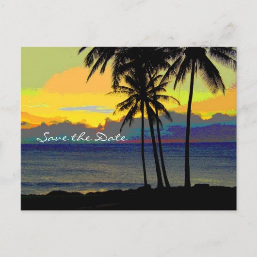 ハワイでの結婚式　保存日付 案内ポストカード (正面)