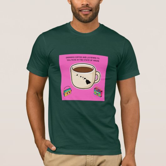 ハワイでコーヒーと80年代の音楽Tシャツ Tシャツ (正面)