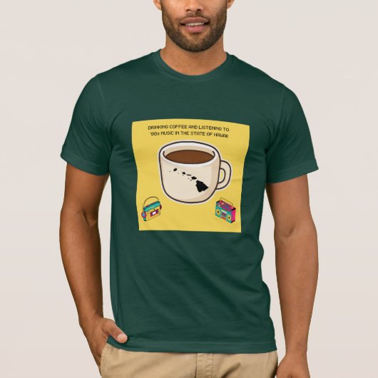 ハワイでコーヒーと80年代の音楽Tシャツ Tシャツ (正面)