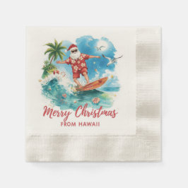 ハワイでサンタクロースとクリスマスサーフィン 縁ありカクテルナプキン