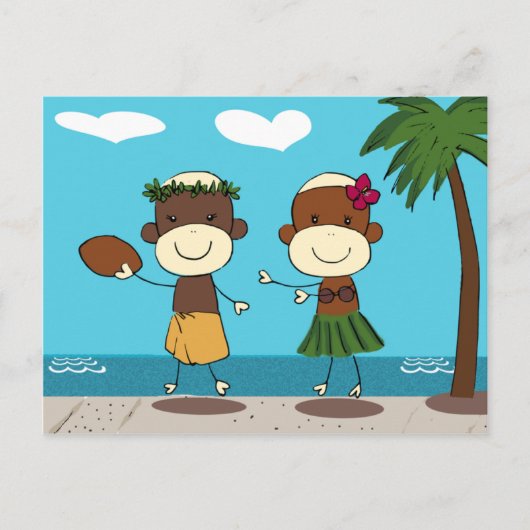 ハワイでバケーションを楽しむ猿のポストカード ポストカード (正面)