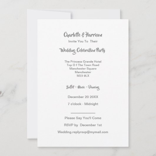 ハワイで結婚披露宴の結婚した後パーティー 招待状 (裏面)