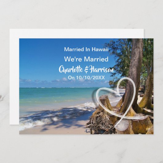 ハワイで結婚披露宴の結婚した後パーティー 招待状 (正面/裏面)