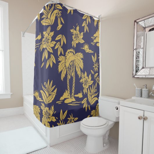 ハワイとのシームレスなヴィンテージデザインデザイン, trop シャワーカーテン (インサイチュ)