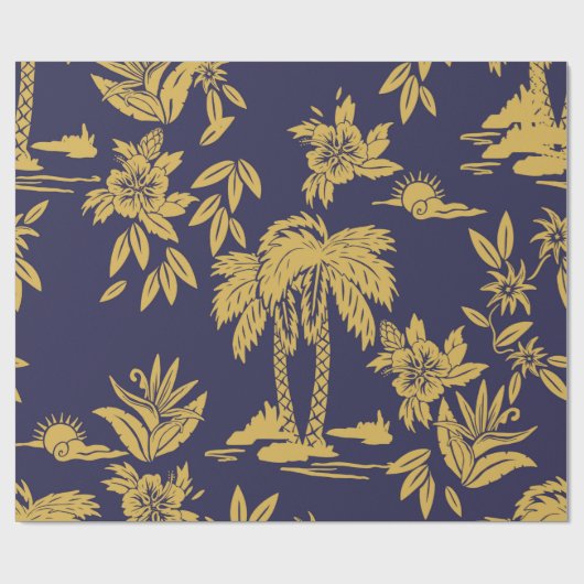 ハワイとのシームレスなヴィンテージデザインデザイン, trop ラッピングペーパー (フラット)