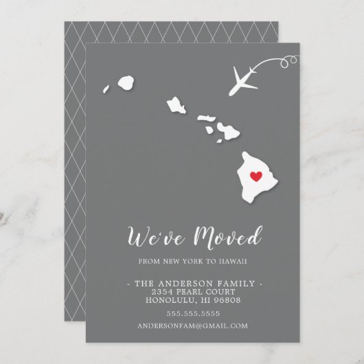 ハワイに引越しのお知らせ 招待状 (正面/裏面)