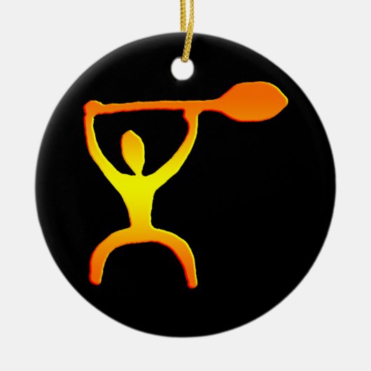 ハワイのかい人の岩石彫刻-オーナメント セラミックオーナメント (正面)