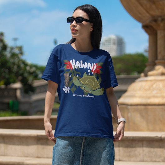 ハワイのかわいいトロピカル・ウミガメ Tシャツ