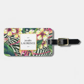 ハワイのはっきりしたなプルメリアの明るい花のパーソナライズ ラゲッジタグ (正面横)