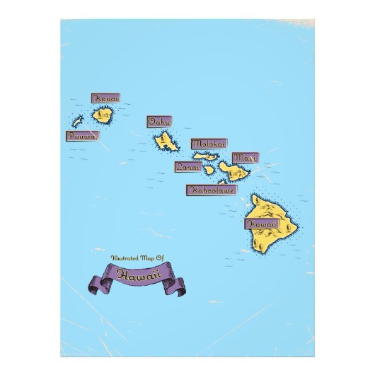 ハワイのイラスト旅行地図 フォトプリント            (正面)