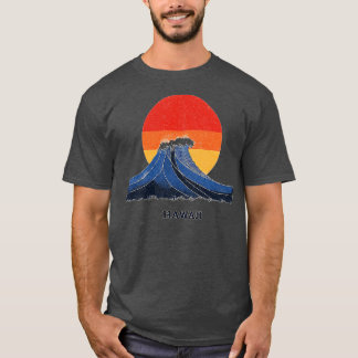 ハワイのウェーブアンドサンセットグラフィックTシャツ Tシャツ