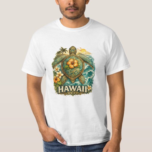 ハワイのウミガメ Tシャツ (正面)