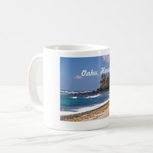 ハワイのオアフ島のノースショア コーヒーマグカップ (正面左)