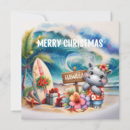 ハワイのカビゴンがビーチでクリスマスを祝っている シーズンカード