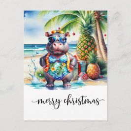 ハワイのカビロンがビーチでクリスマスを祝っている ポストカード