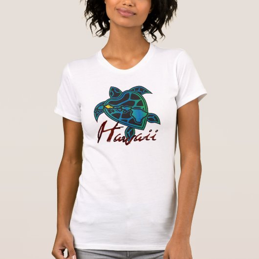 ハワイのカメおよびハワイの島 Tシャツ (正面)