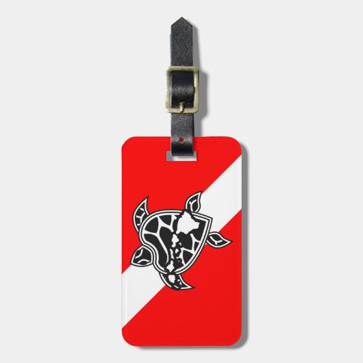 ハワイのカメの飛び込みの旗 ラゲッジタグ (正面縦)